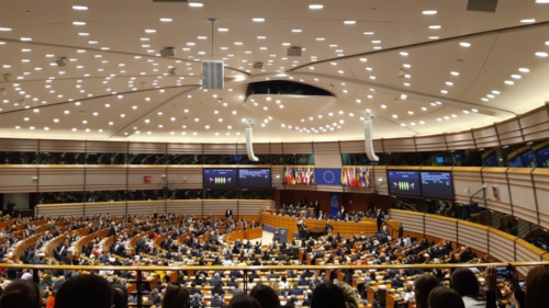 Im Europäischen Parlament während der Brexit- Abstimmung
